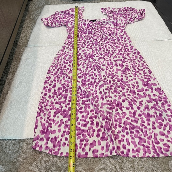 Who What Wear Midi Dress Women's M Linen Rayon Puff Sleeve Button Front - Picture 13 of 14